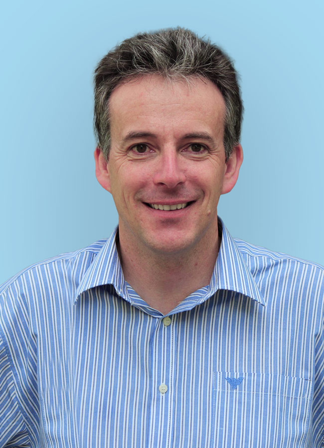 Photo of Stephen Lethbridge, School Principal, on a light blue background